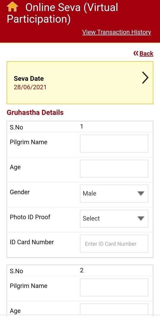 Enter the details of 2 persons in below page
