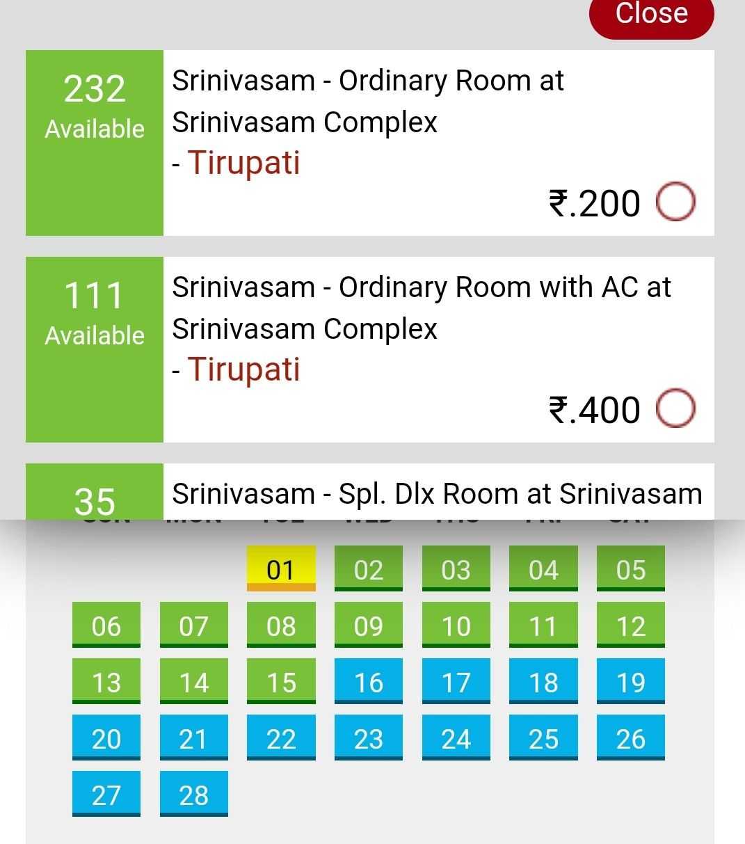 Select room type