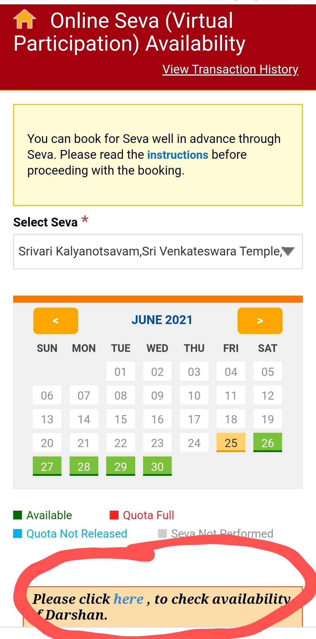 Seva availability will appear and book it accordingly.